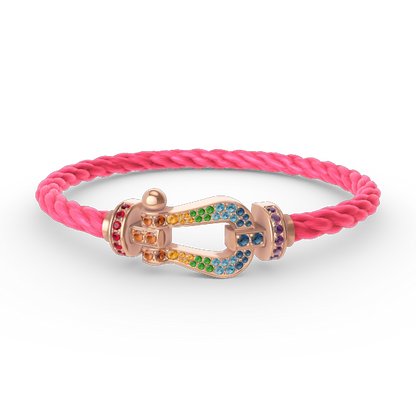 [Limara]FORCE LARGE HORSESHOE COLORED DIAMOND BRACELET - ROSE GOLD