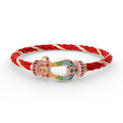 [Limara]FORCE LARGE HORSESHOE COLORED DIAMOND BRACELET - ROSE GOLD
