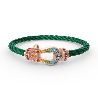 [Limara]FORCE LARGE HORSESHOE COLORED DIAMOND BRACELET - ROSE GOLD