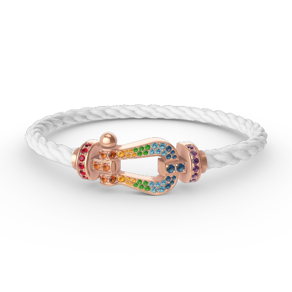 [Limara]FORCE LARGE HORSESHOE COLORED DIAMOND BRACELET - ROSE GOLD