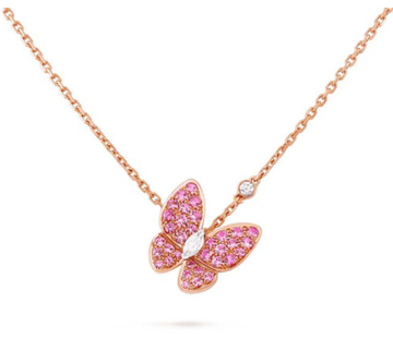 [Limara]BUTTERFLY RED DIAMOND ROSE GOLD NECKLACE