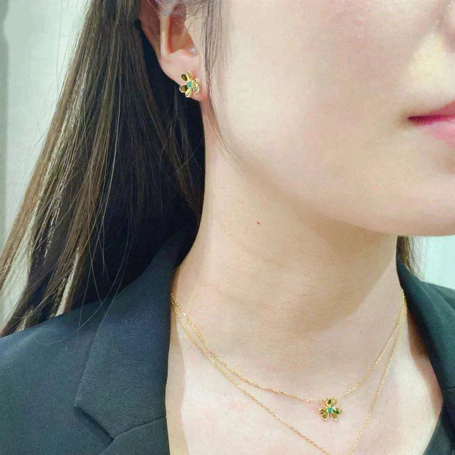 [Limara]FRIVOLE  FLOWER MALACHITE EARRINGS