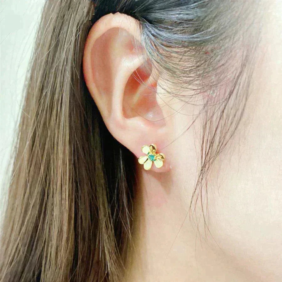 [Limara]FRIVOLE  FLOWER MALACHITE EARRINGS