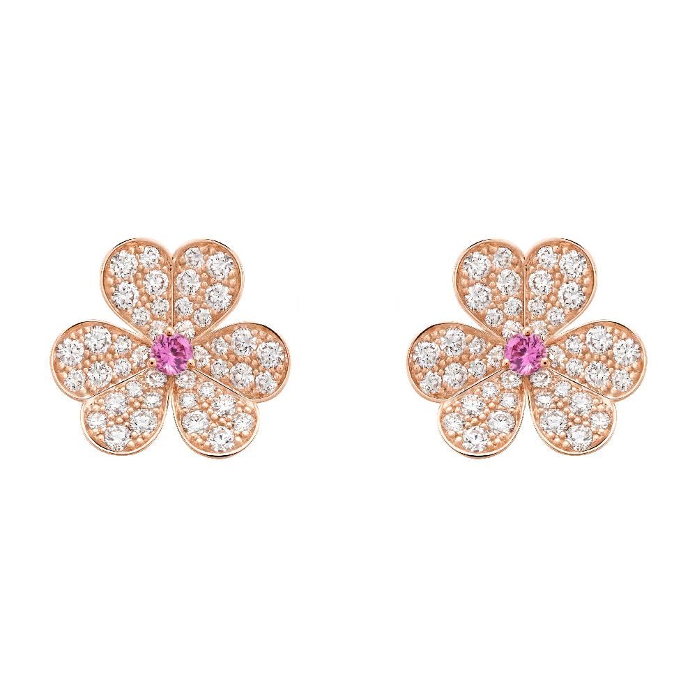 [Limara]FRIVOLE PINK GOLD FLOWER DIAMOND EARRINGS
