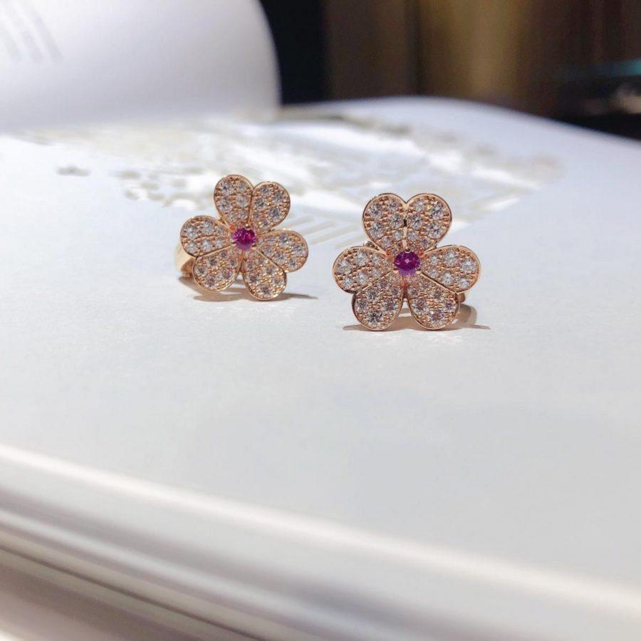 [Limara]FRIVOLE PINK GOLD FLOWER DIAMOND EARRINGS