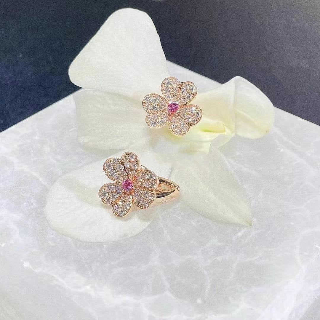 [Limara]FRIVOLE PINK GOLD FLOWER DIAMOND EARRINGS