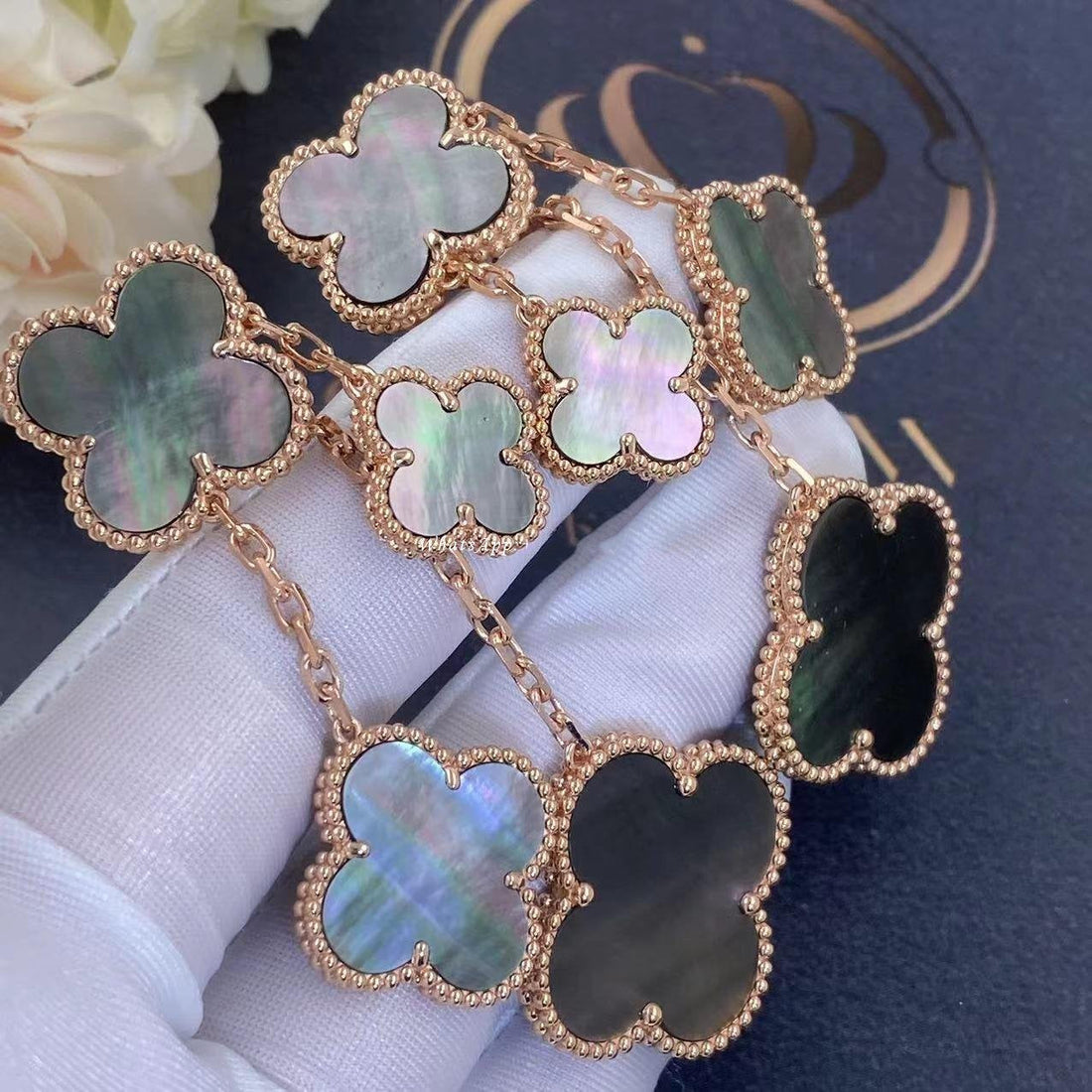 [Limara]CLOVER EARRINGS DARK MOP 4 MOTIFS ROSE GOLD