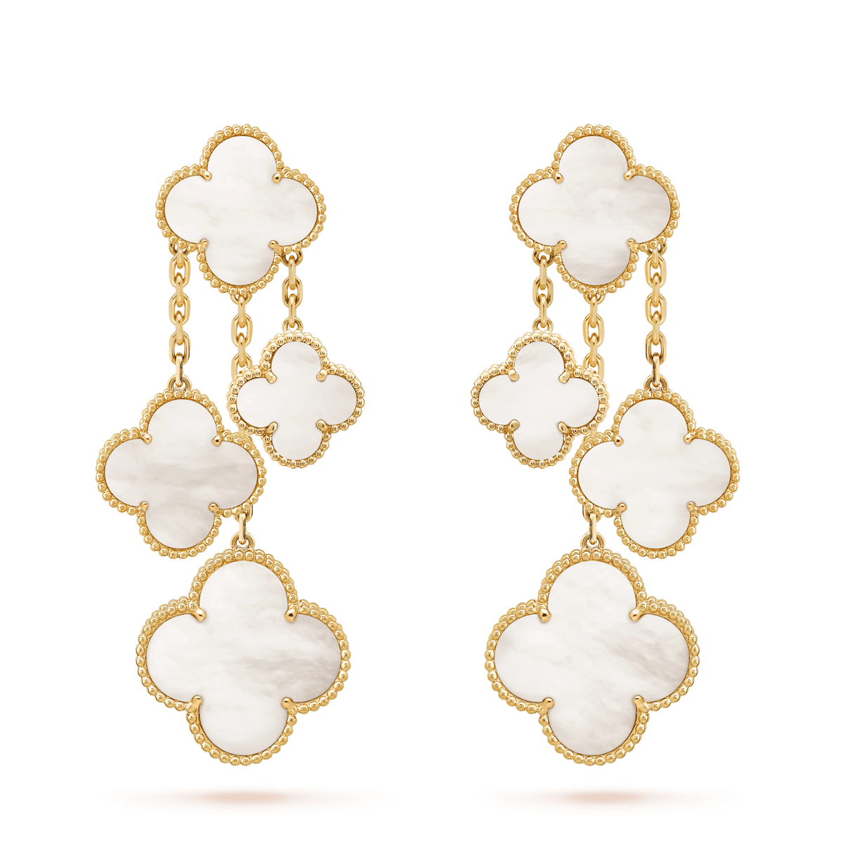 [Limara]CLOVER EARRINGS WHITE MOP 4 MOTIFS GOLD