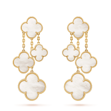 [Limara]CLOVER EARRINGS WHITE MOP 4 MOTIFS GOLD