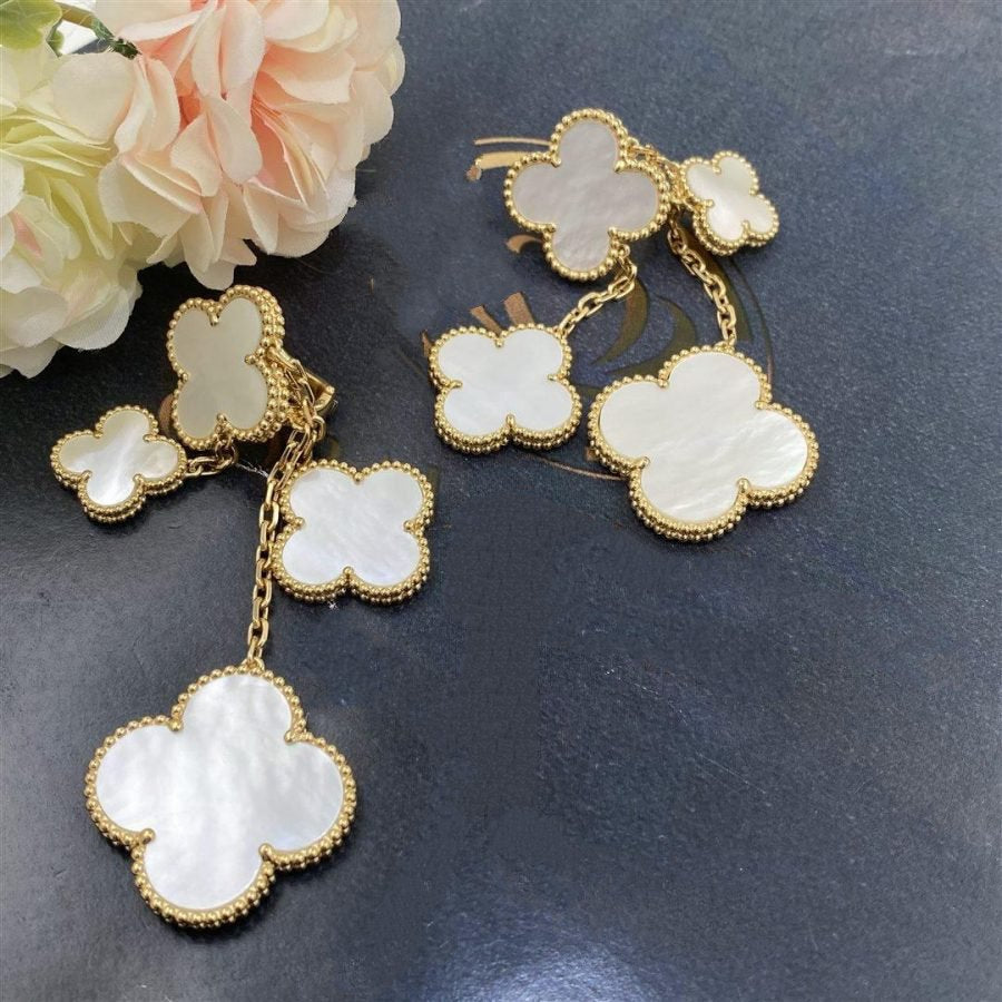 [Limara]CLOVER EARRINGS WHITE MOP 4 MOTIFS GOLD