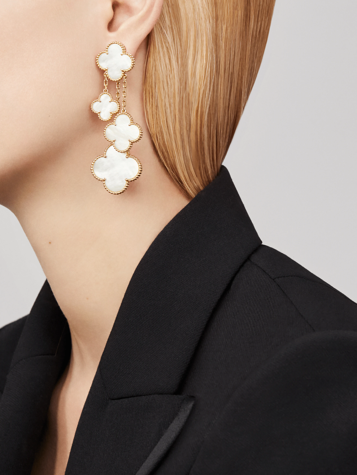 [Limara]CLOVER EARRINGS WHITE MOP 4 MOTIFS GOLD