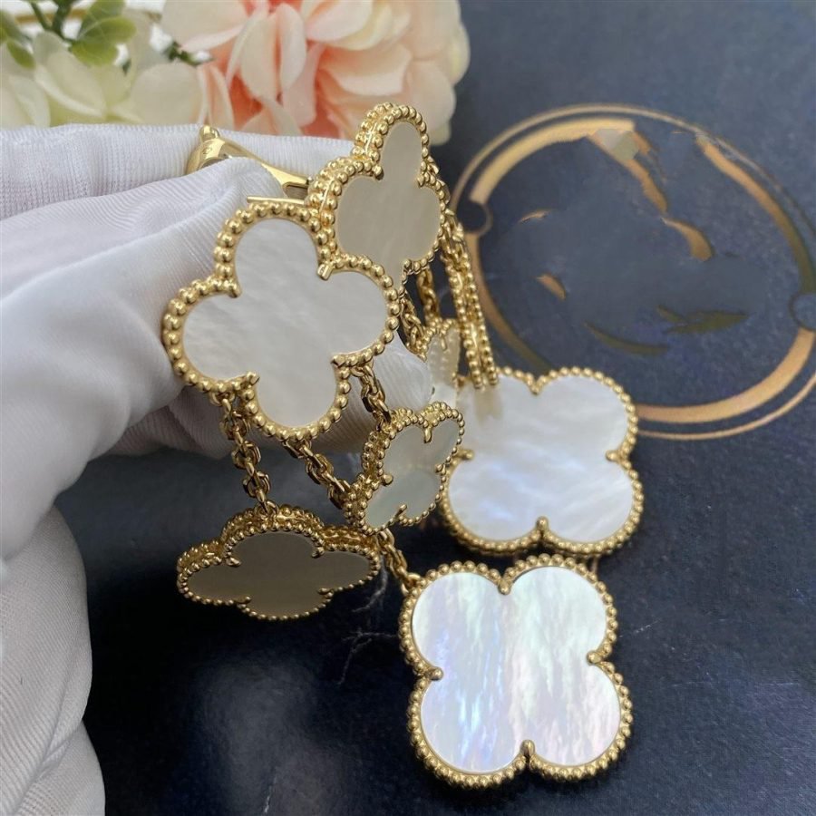 [Limara]CLOVER EARRINGS WHITE MOP 4 MOTIFS GOLD