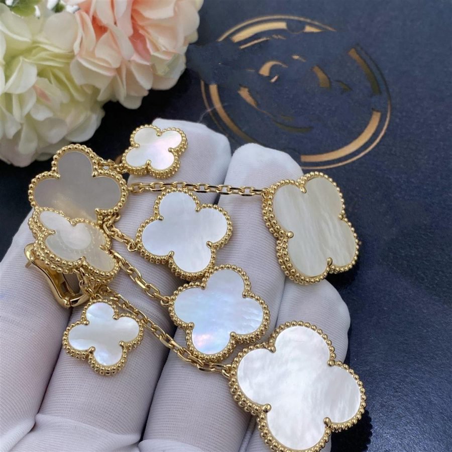 [Limara]CLOVER EARRINGS WHITE MOP 4 MOTIFS GOLD