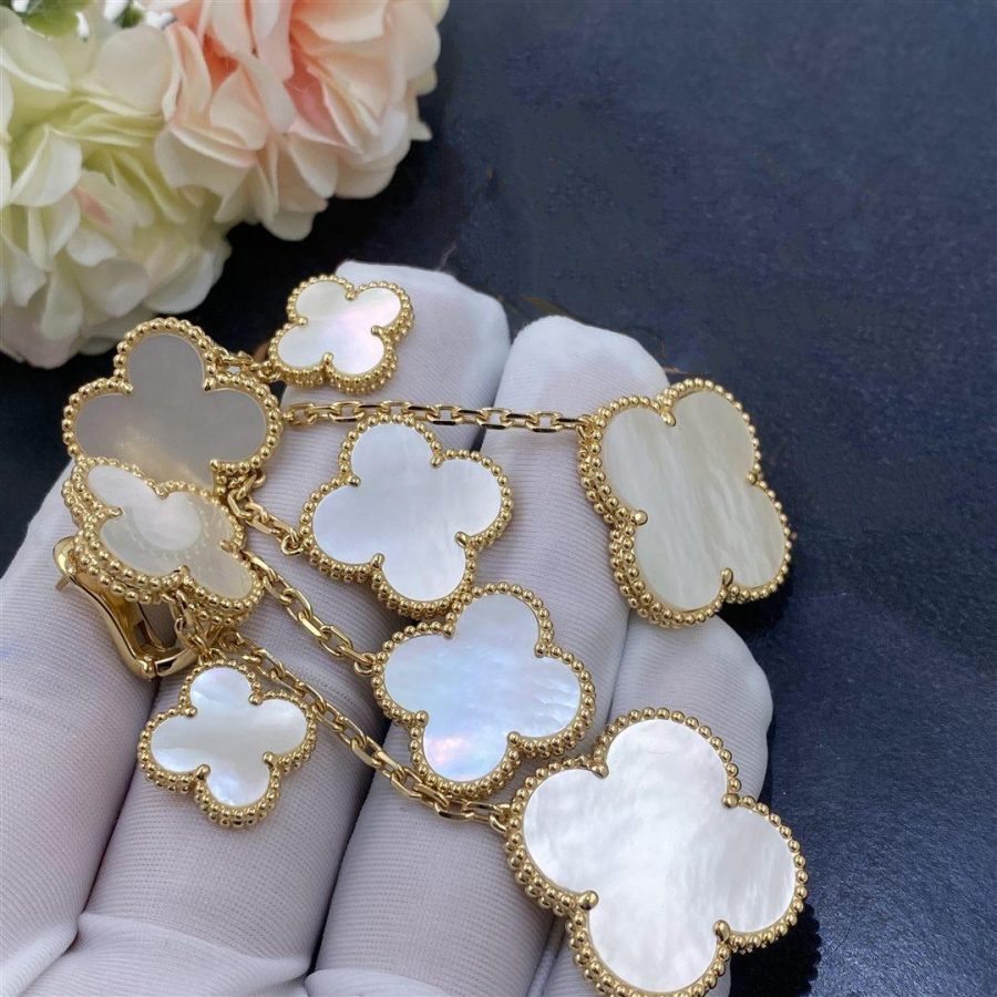 [Limara]CLOVER EARRINGS WHITE MOP 4 MOTIFS GOLD