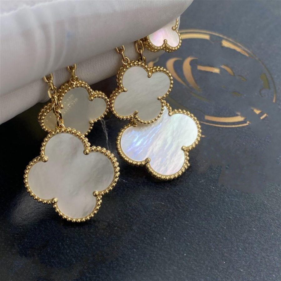 [Limara]CLOVER EARRINGS WHITE MOP 4 MOTIFS GOLD