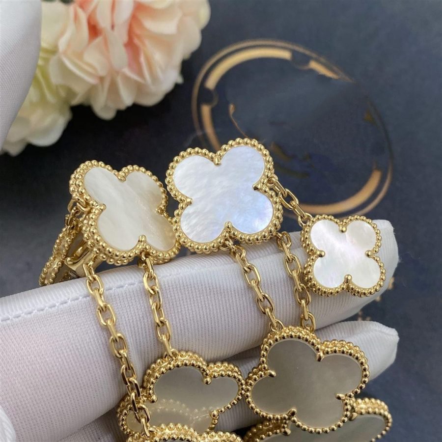 [Limara]CLOVER EARRINGS WHITE MOP 4 MOTIFS GOLD