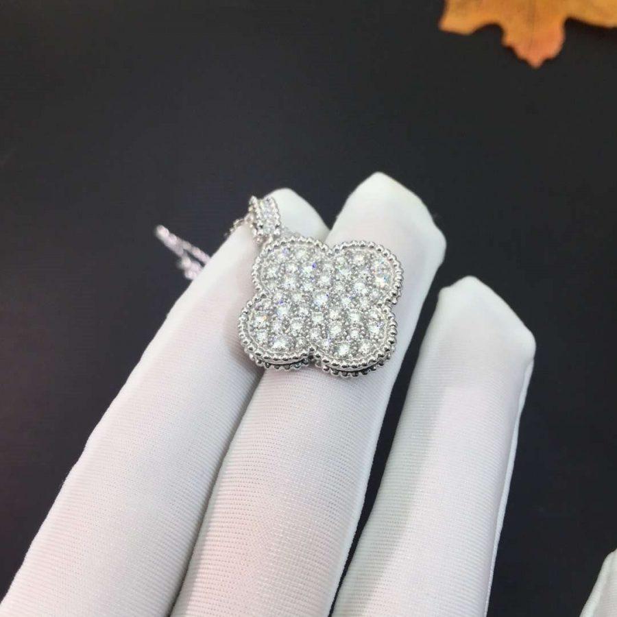 [Limara] CLOVER 25MM SILVER FULL DIAMOND BIG CLOVER NECKLACE