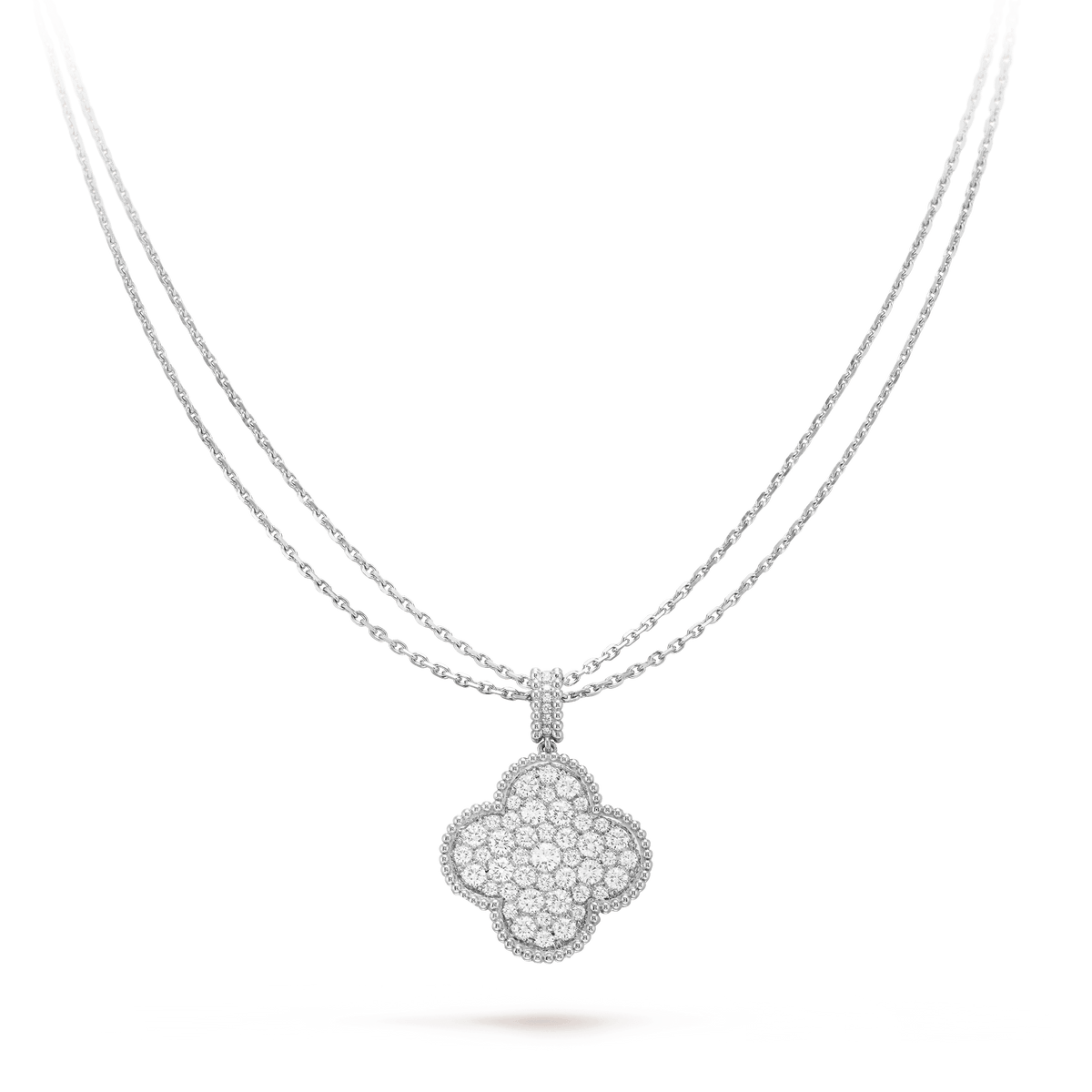 [Limara] CLOVER 25MM SILVER FULL DIAMOND BIG CLOVER NECKLACE