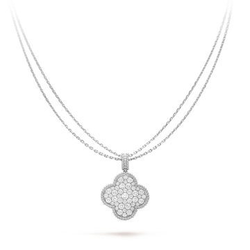 [Limara] CLOVER 25MM SILVER FULL DIAMOND BIG CLOVER NECKLACE