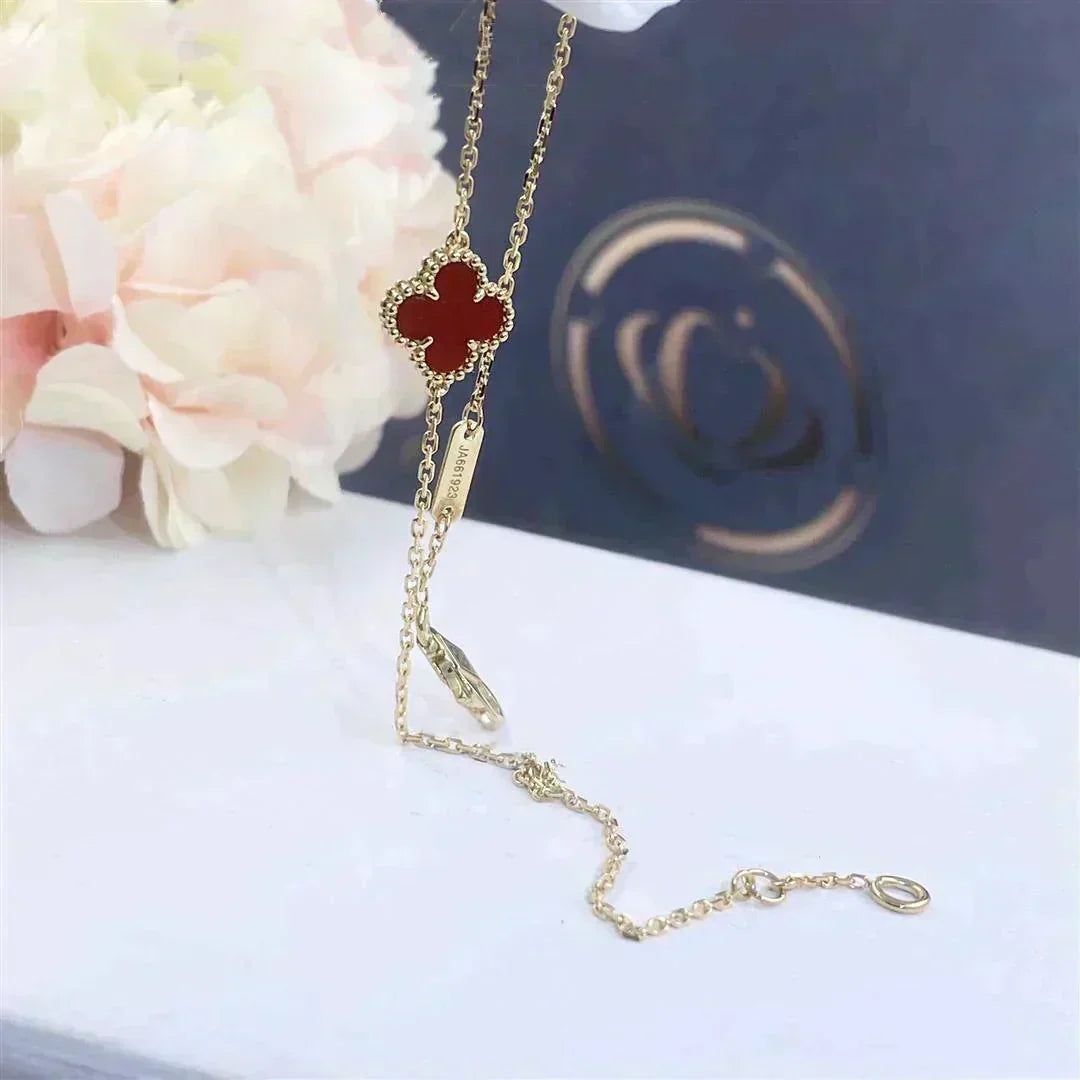 [Limara]CLOVER  CARNELIAN SINGLE FLOWER BRACELET