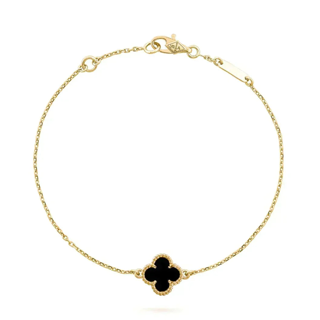 [Limara]CLOVER ONYX SINGLE FLOWER BRACELET