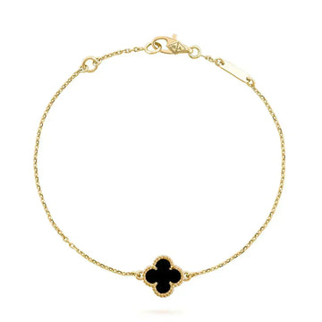 [Limara]CLOVER ONYX SINGLE FLOWER BRACELET