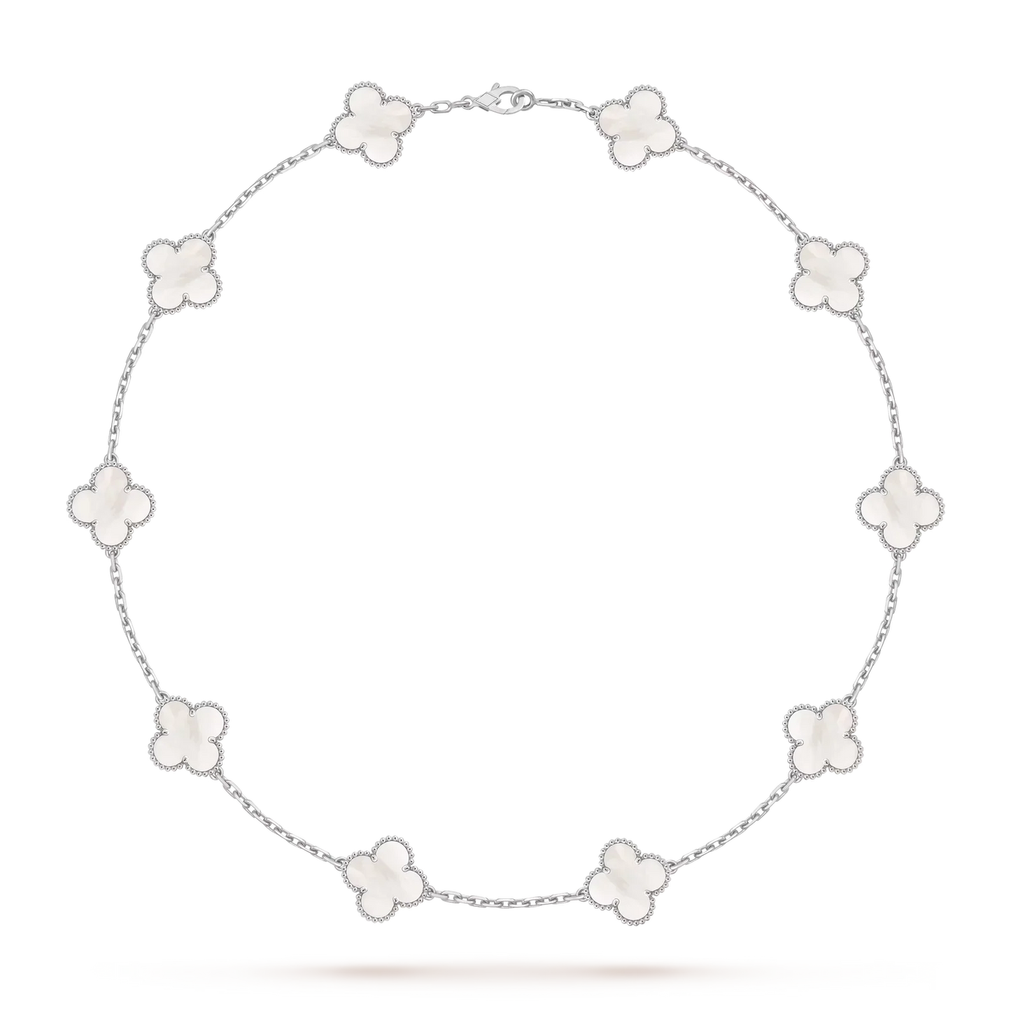 [Limara]CLASSIC LUCKY 10-MOTIF CLOVER NECKLACE WHITE GOLD COLLECTION