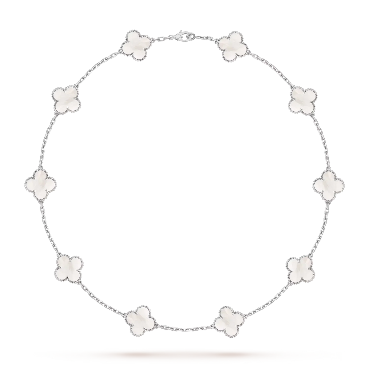[Limara]CLASSIC LUCKY 10-MOTIF CLOVER NECKLACE WHITE GOLD COLLECTION