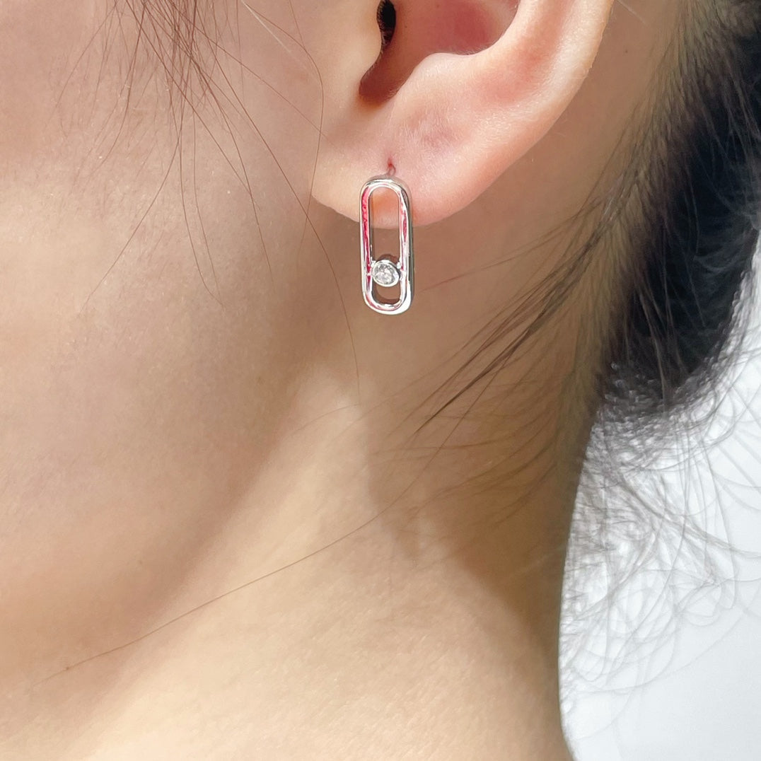 [Limara]MOVE UNO SMALL 1 DIAMOND EARRINGS
