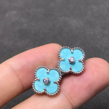[Limara]CLOVER 1 DIAMOND BLUE SKY SILVER EARRINGS