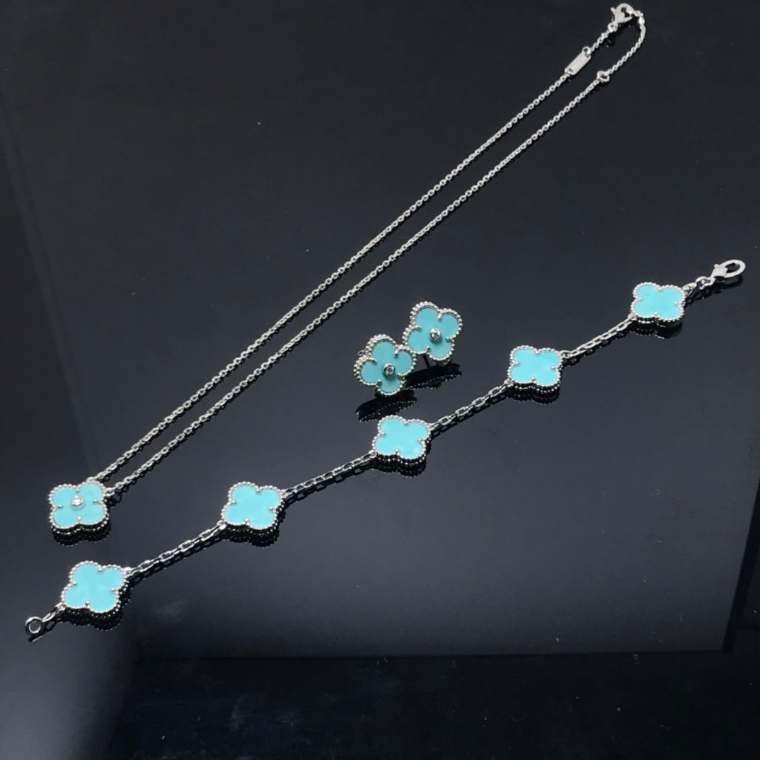 [Limara]CLOVER 1 DIAMOND BLUE SKY SILVER EARRINGS