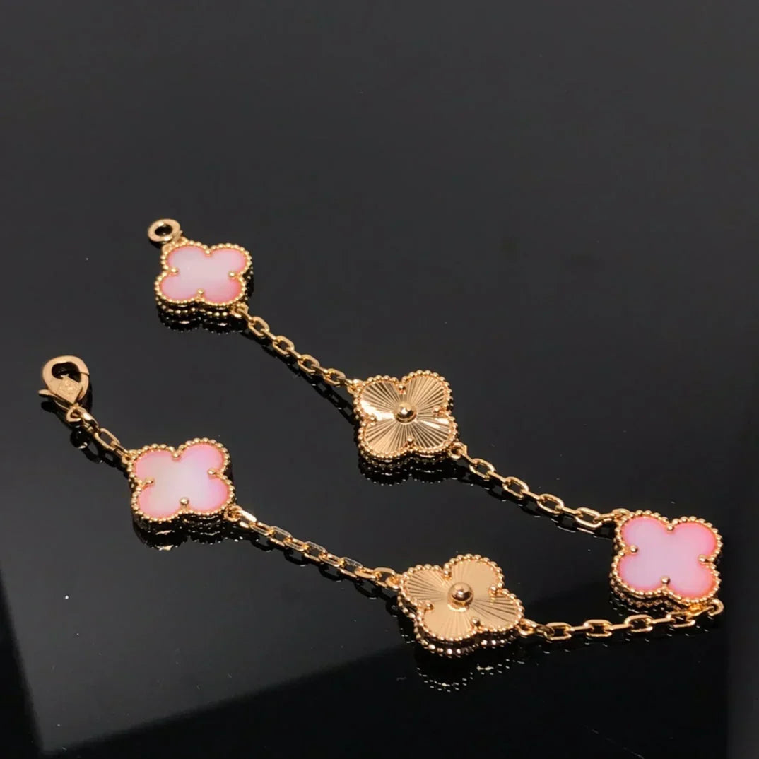 [Limara]  CLOVER 5 MOTIFS  PINK MOP BRACELET COLLECTION