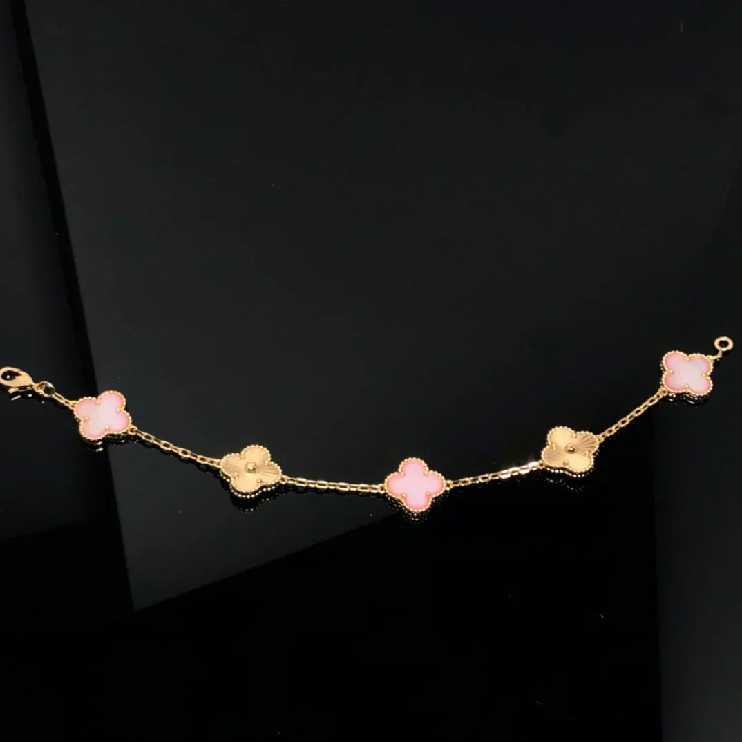 [Limara]  CLOVER 5 MOTIFS  PINK MOP BRACELET COLLECTION