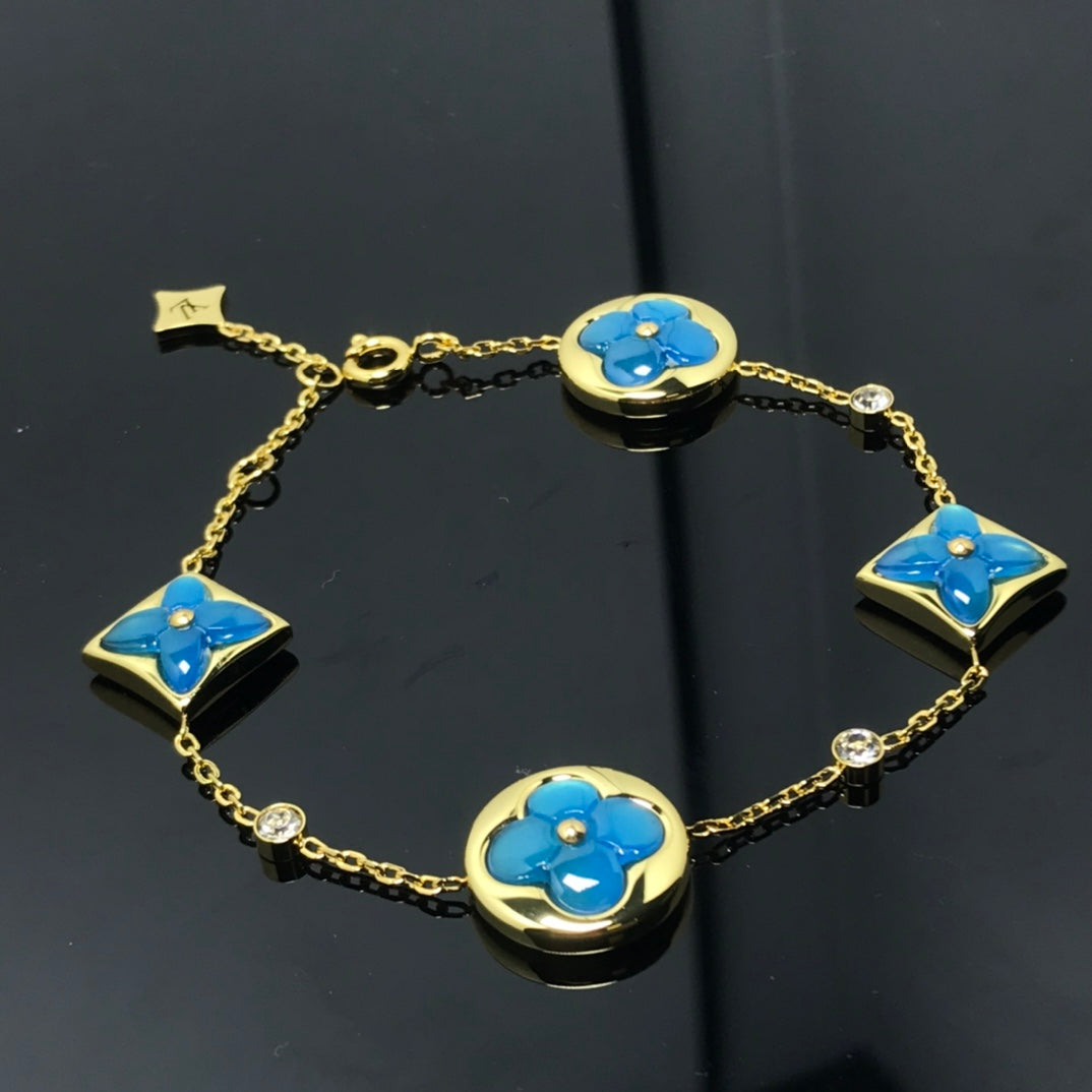 [Limara]STAR AND SUN 4 MOTIF BLUE BRACELET