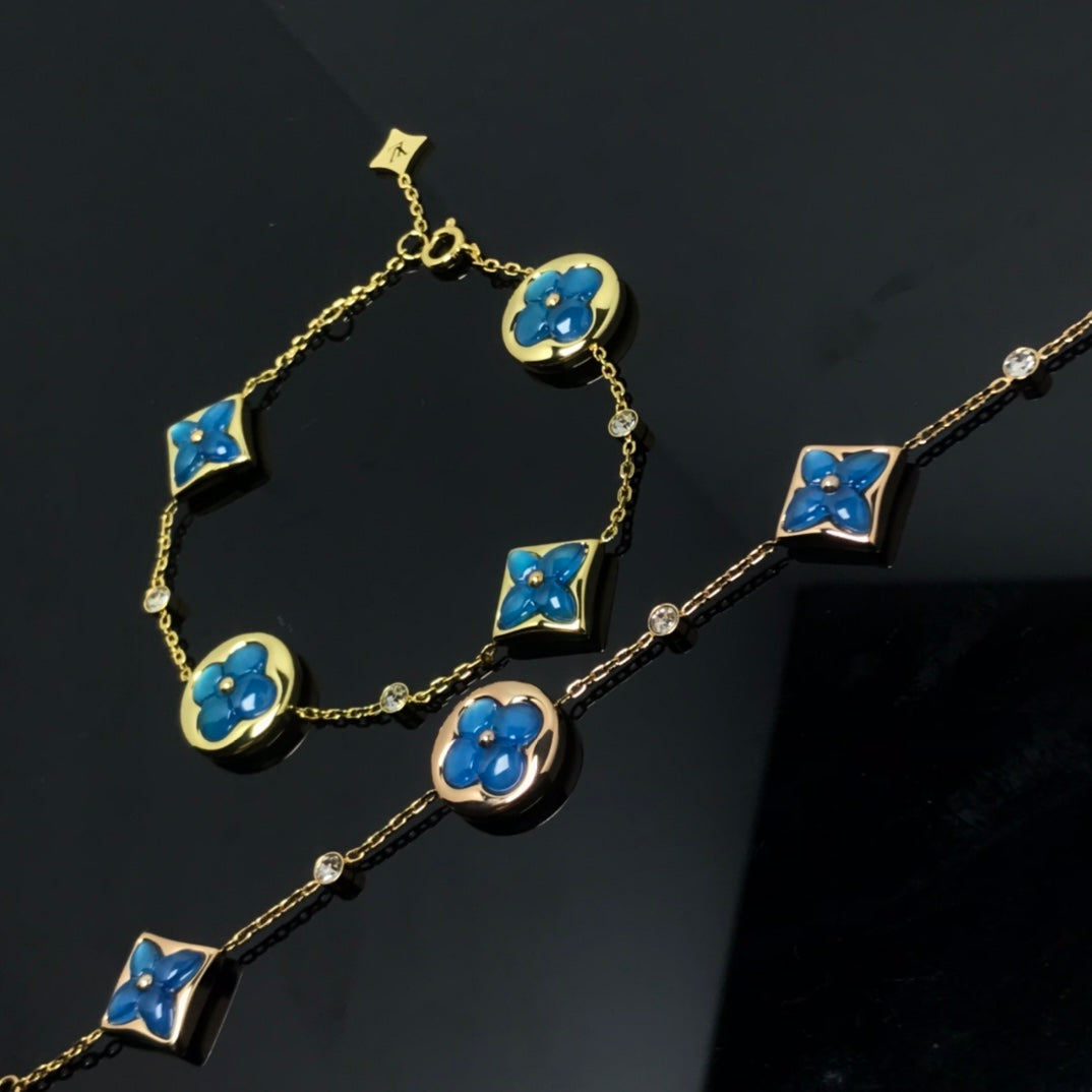 [Limara]STAR AND SUN 4 MOTIF BLUE BRACELET