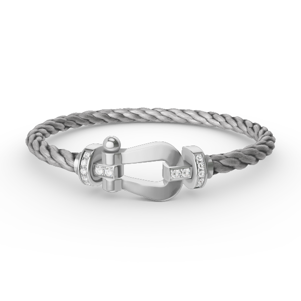 [Limara]FORCE LARGE HORSESHOE HALF DIAMOND BRACELET - WHITE GOLD