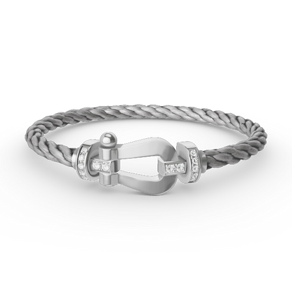 [Limara]FORCE LARGE HORSESHOE HALF DIAMOND BRACELET - WHITE GOLD