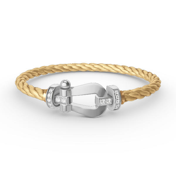 [Limara]FORCE LARGE HORSESHOE HALF DIAMOND BRACELET - WHITE GOLD