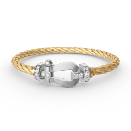 [Limara]FORCE LARGE HORSESHOE HALF DIAMOND BRACELET - WHITE GOLD