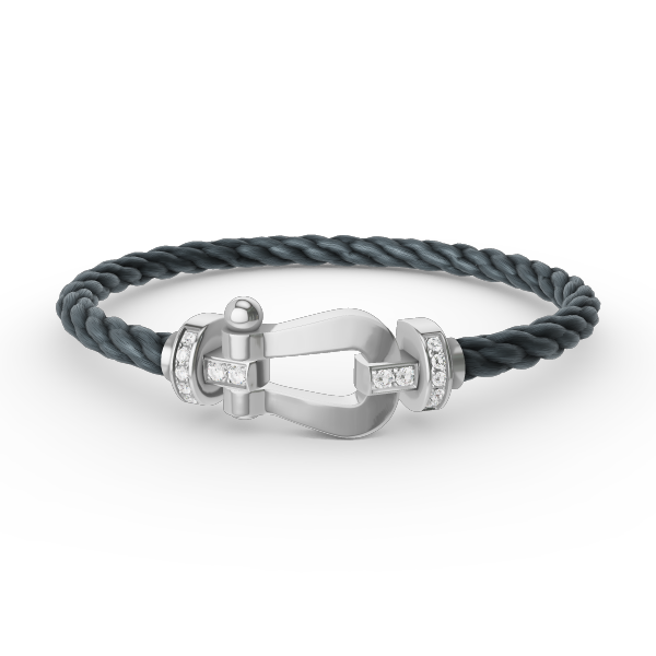 [Limara]FORCE LARGE HORSESHOE HALF DIAMOND BRACELET - WHITE GOLD