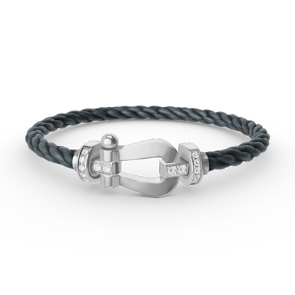 [Limara]FORCE LARGE HORSESHOE HALF DIAMOND BRACELET - WHITE GOLD