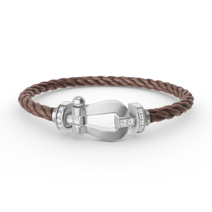 [Limara]FORCE LARGE HORSESHOE HALF DIAMOND BRACELET - WHITE GOLD
