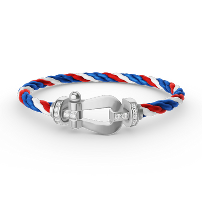 [Limara]FORCE LARGE HORSESHOE HALF DIAMOND BRACELET - WHITE GOLD