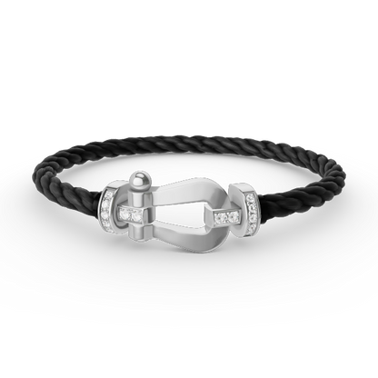 [Limara]FORCE LARGE HORSESHOE HALF DIAMOND BRACELET - WHITE GOLD