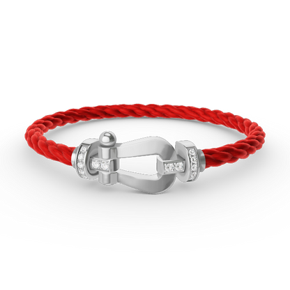 [Limara]FORCE LARGE HORSESHOE HALF DIAMOND BRACELET - WHITE GOLD