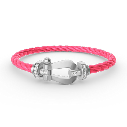 [Limara]FORCE LARGE HORSESHOE HALF DIAMOND BRACELET - WHITE GOLD