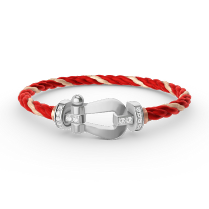 [Limara]FORCE LARGE HORSESHOE HALF DIAMOND BRACELET - WHITE GOLD