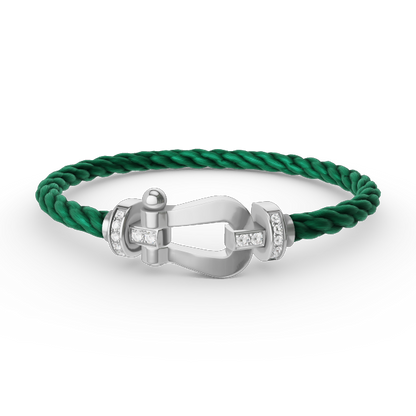[Limara]FORCE LARGE HORSESHOE HALF DIAMOND BRACELET - WHITE GOLD