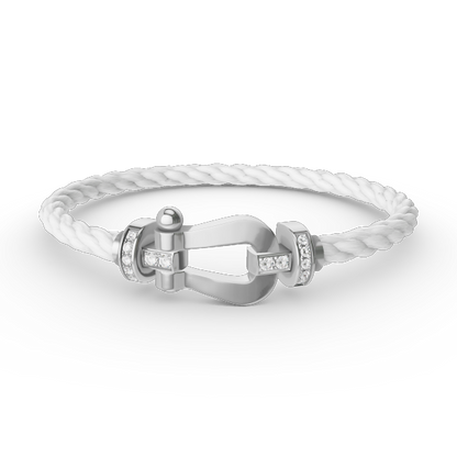 [Limara]FORCE LARGE HORSESHOE HALF DIAMOND BRACELET - WHITE GOLD