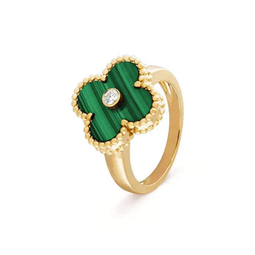 [Limara]CLOVER MALACHITE RING GOLD DIAMOND